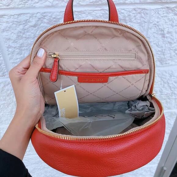 Michael Kors Erin 35F0GERB8L Medium Leather Backpack In Flame - Picture 4 of 5